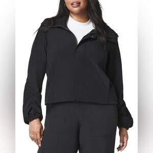 SPANX CASUAL FRIDAYS ON THE MOVE CINCHED JACKET HIGH MOCK NECK ZIP UP Black M